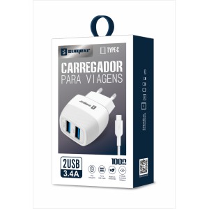 (SX-F50-C) - Carregador De Parede + Cabo Usb Tipo C - [Caixa com 200 peças]